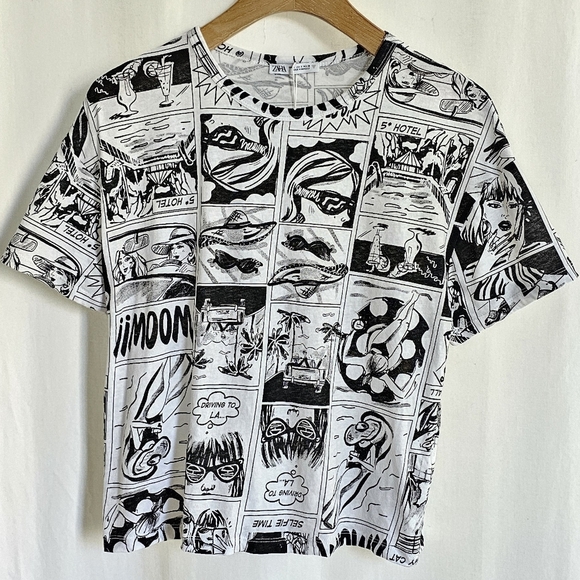🇪🇦 Zara Black & White Comic Strip Graphic T-Shirt - Picture 5 of 13